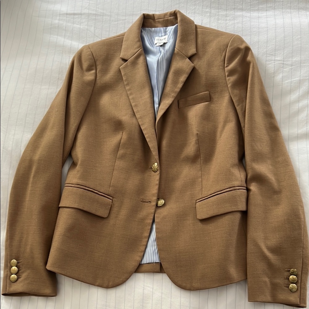 J Crew Tan Blazer with Notched Lapels and Tailored Fit